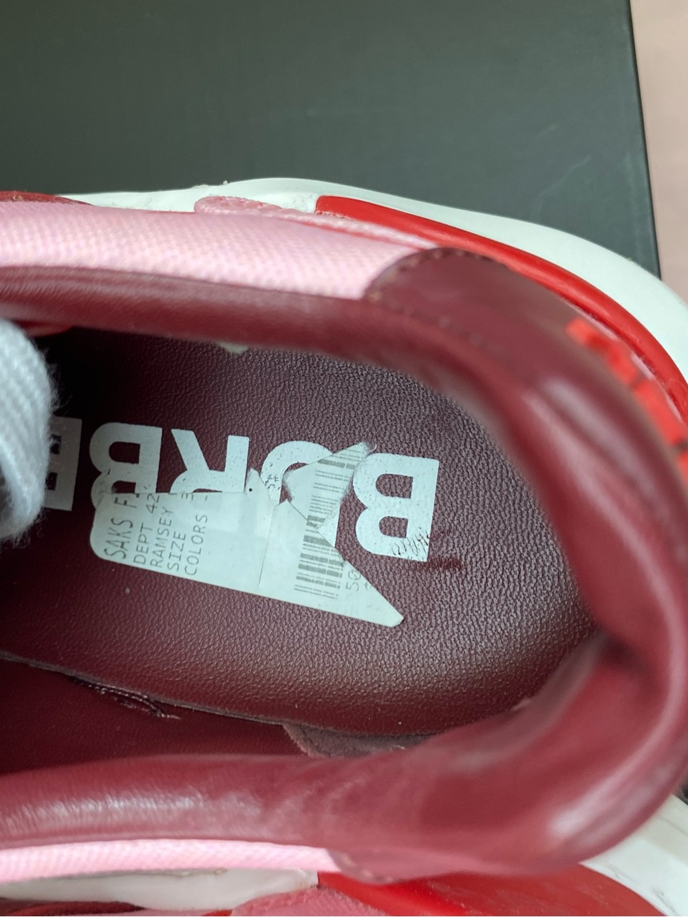 BURBERRY Red and Pink Lace-Up Strap Sneakers - Picture 8 of 15
